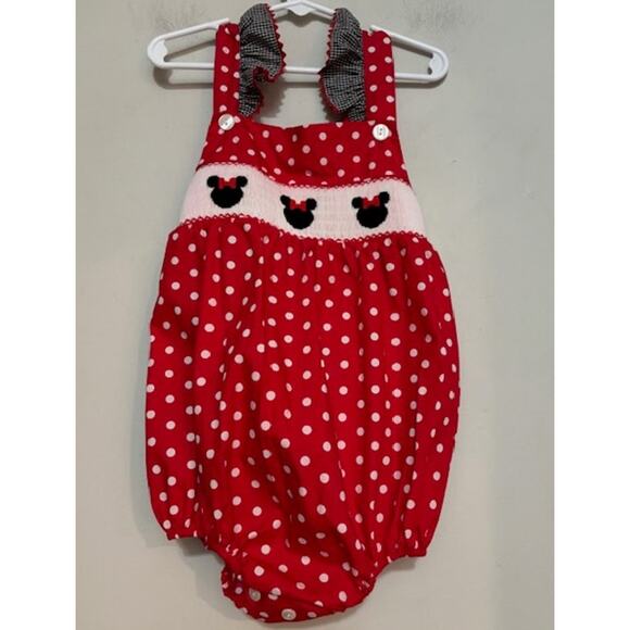 Southern Smocked Sprout Bubble Suit Romper Minnie Mouse Disney 3T Ruffle New - Picture 1 of 7